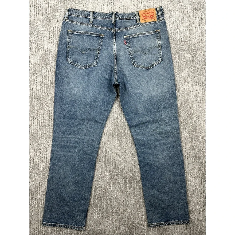 Levis 514 Jeans Mens 38x32 Blue Denim Straight Fit Logo Casual Pockets